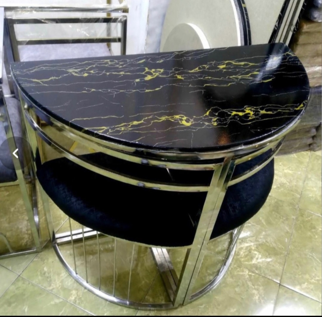 میز ناهارخوری نهارخوری غذاخوری کمجا فلزی ۲نفره نیم دایره