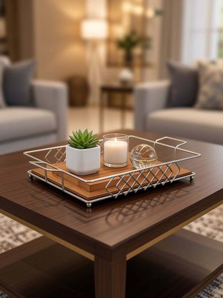 سینی مستطیل کف چوبی
